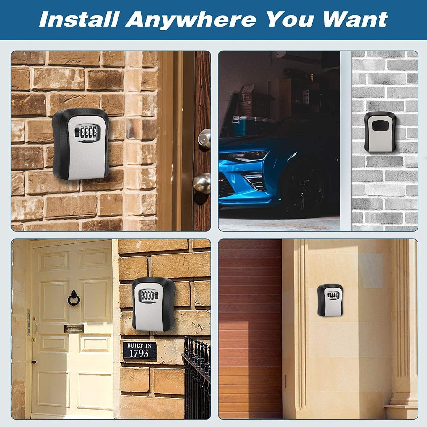 CROING Key Lock Box,Lock Box for House Key, 4-Digit Combination Security Lockbox, Portable Wall Mounted Storage Lock Box for Home, Office, Apartment Spare Key Storage (1 Pack)