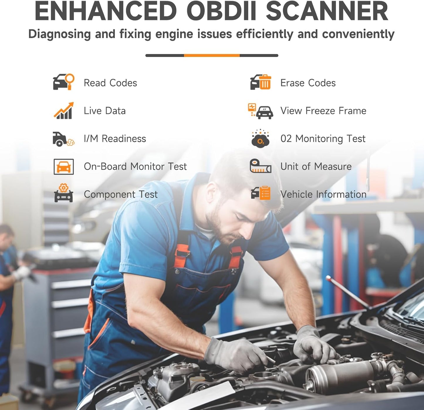 FOXWELL NT201 OBD2 Scanner Code Reader for Cars and Trucks - Reset Check Engine Light, Read and Clear Fault Codes, Live Data Diagnostic Tool for All Cars Since 1996