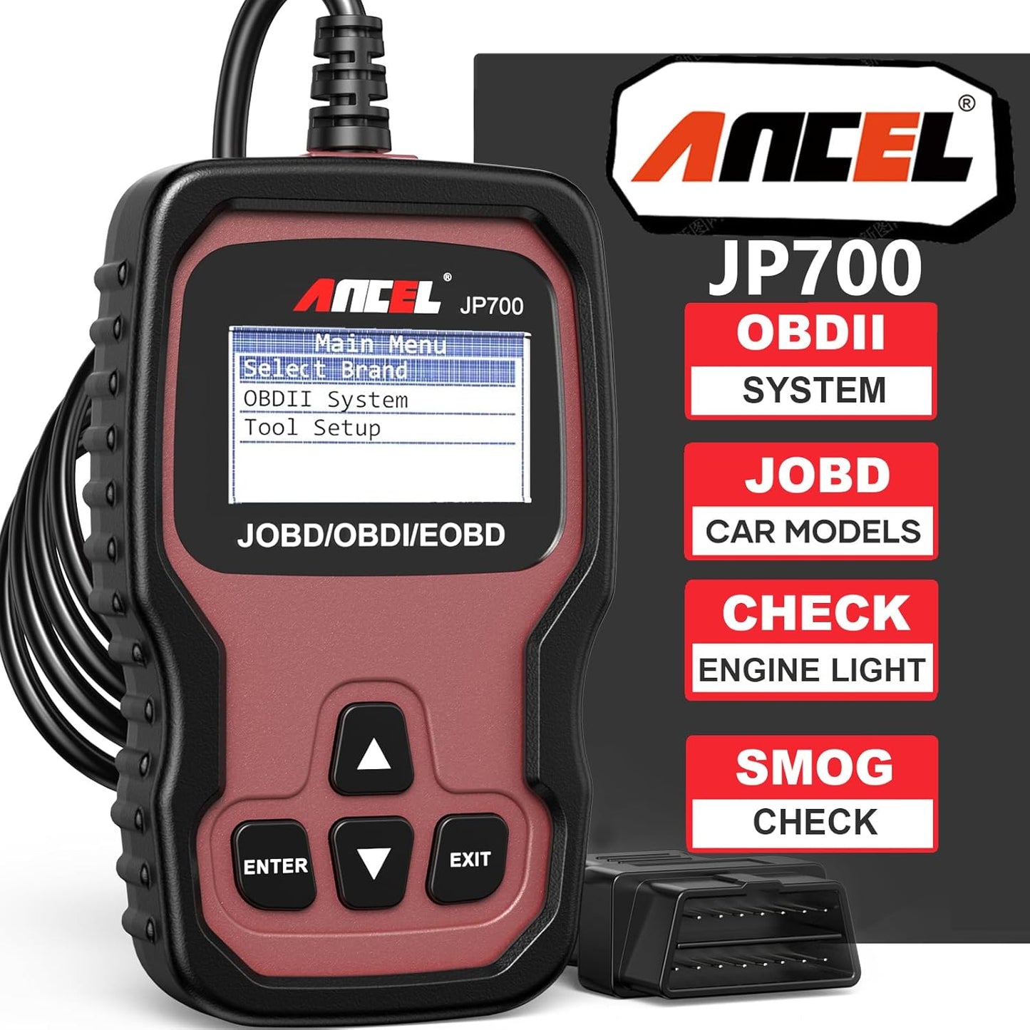 ANCEL JP700 JOBD OBD2 Japanese Car Scanner, JDM Automotive Code Reader Check Engine Light OBDII Diagnostic Scan Tool Fits for Toyota Nissan Honda Mazda Subaru Vehicle Diagnosis