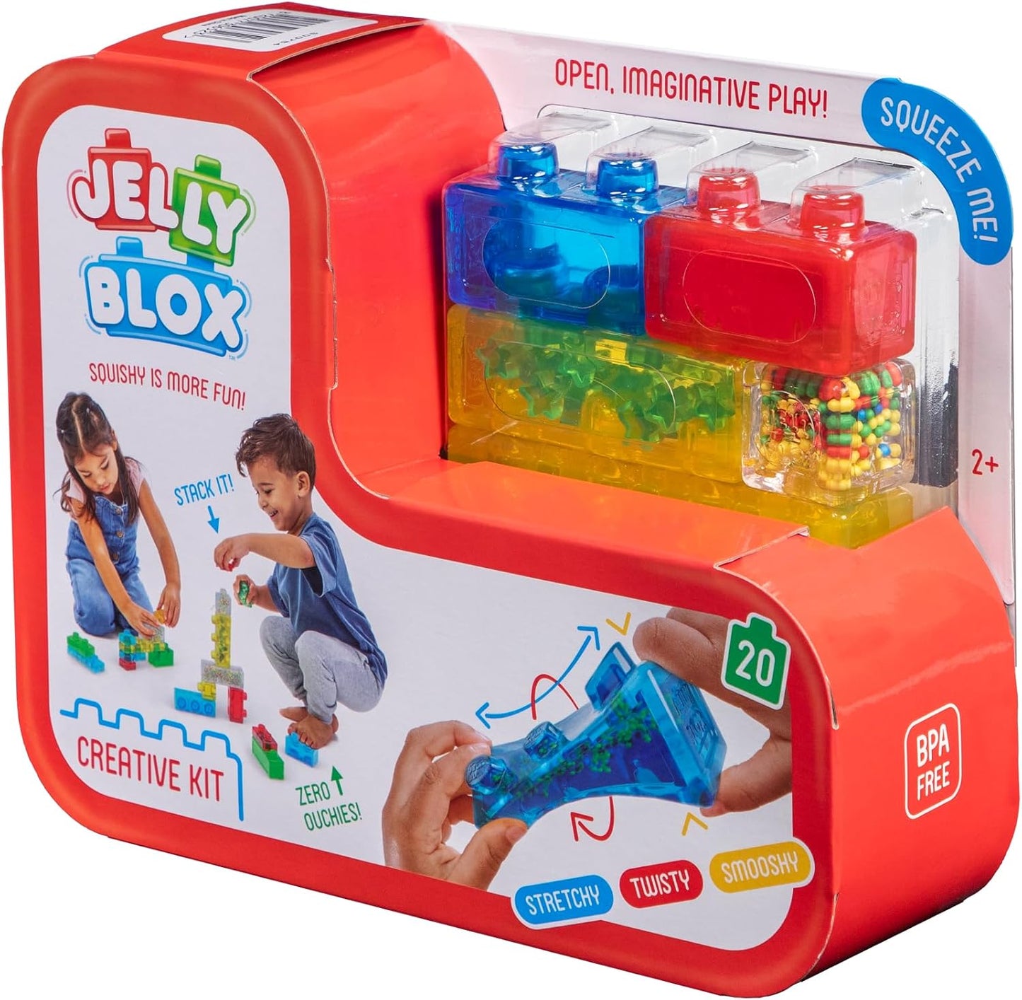 Jelly Blox Creative Kit - 20 Sensory Building Blocks for Toddlers & Preschoolers, Squishy, Stretchy, Safe, Fun & Developmental Play, Ages 2+
