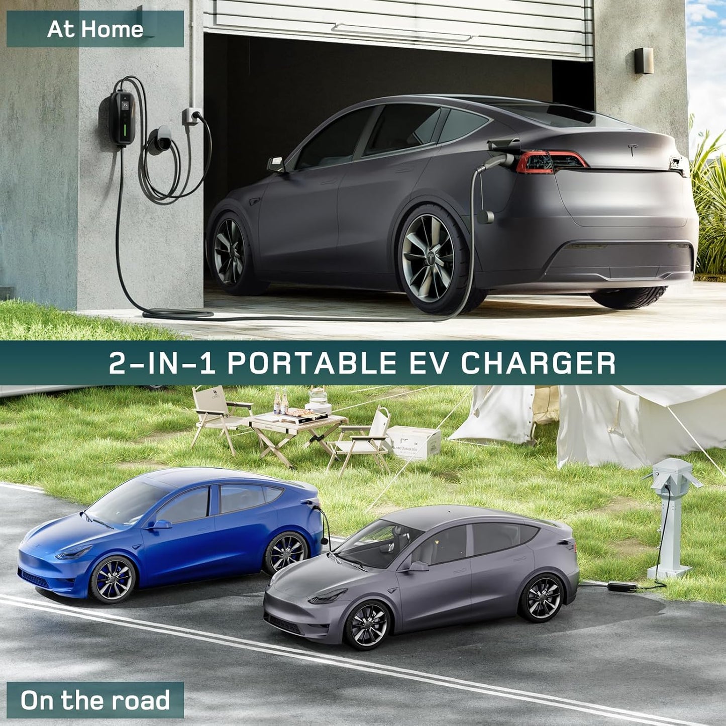 dé EV Charger Type 2 8M [3.5 kW, 10A to 15A Adapter] Portable EV Charger with Australian 15A EV Charging Cable, Compatible with Model Y/3, BYD/MG/Polestar/Kia and Other PHEV/BEV