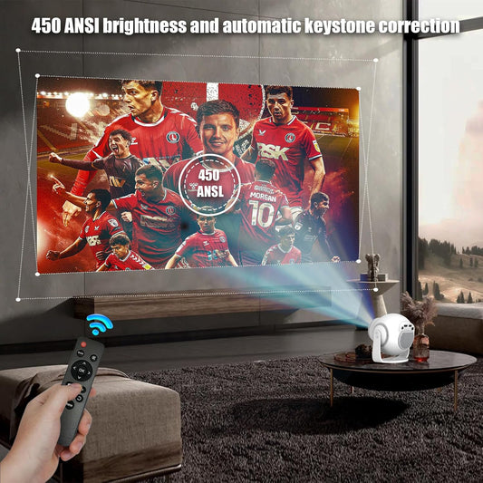 Mini Projector with 4K & 8K 1080 FHD, Portable Projector with Android 14, 5G WiFi 6 and Bluetooth 5.4, 270° Rotation, Smart Projector with HDMI/USB/DC, Automatic Horizontal Keystone Correction