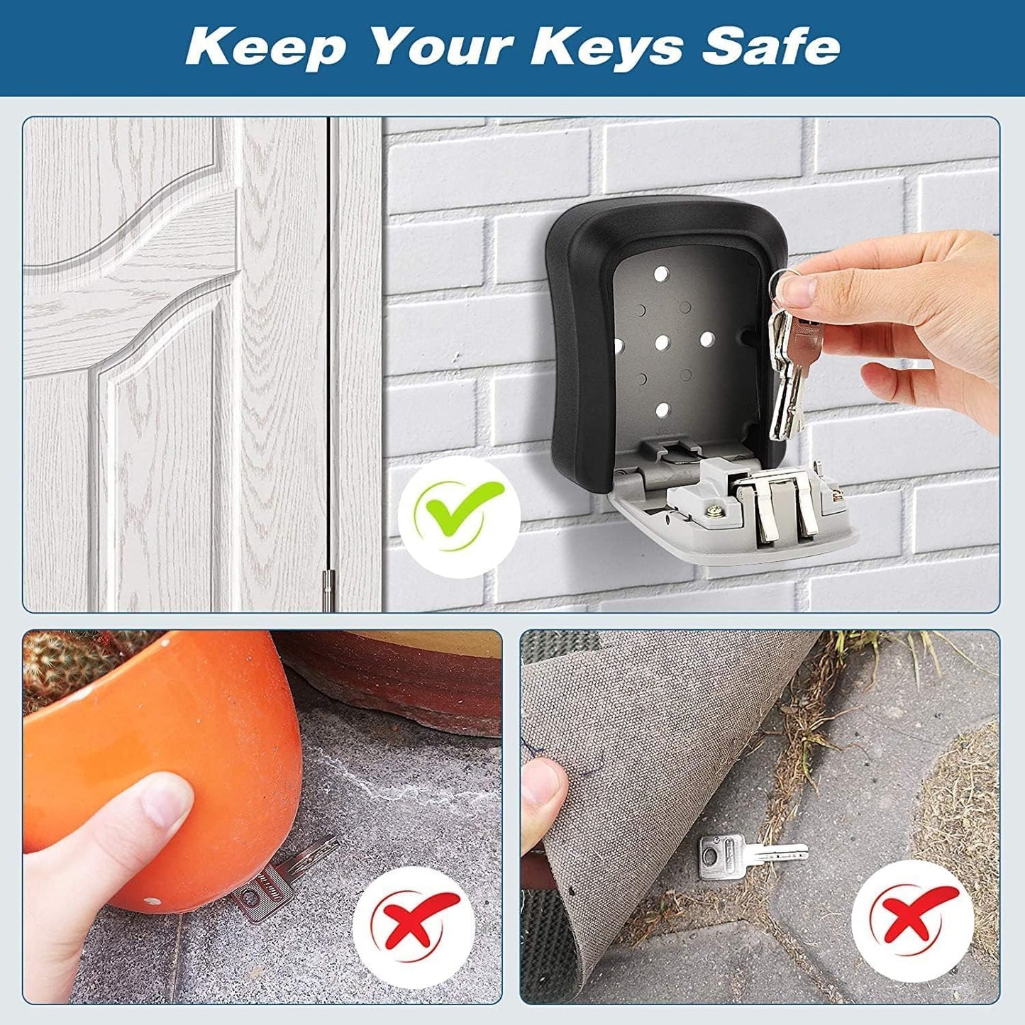 CROING Key Lock Box,Lock Box for House Key, 4-Digit Combination Security Lockbox, Portable Wall Mounted Storage Lock Box for Home, Office, Apartment Spare Key Storage (1 Pack)