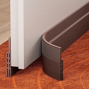 GroTheory 2 Pack Door Draft Stopper, Under Door Sweep for Exterior & Interior Doors, Weather Stripping Door Seal, Garage Window Blocker Noise Cold Air Insulation, Draft Guard Brown 2" W x 39" L