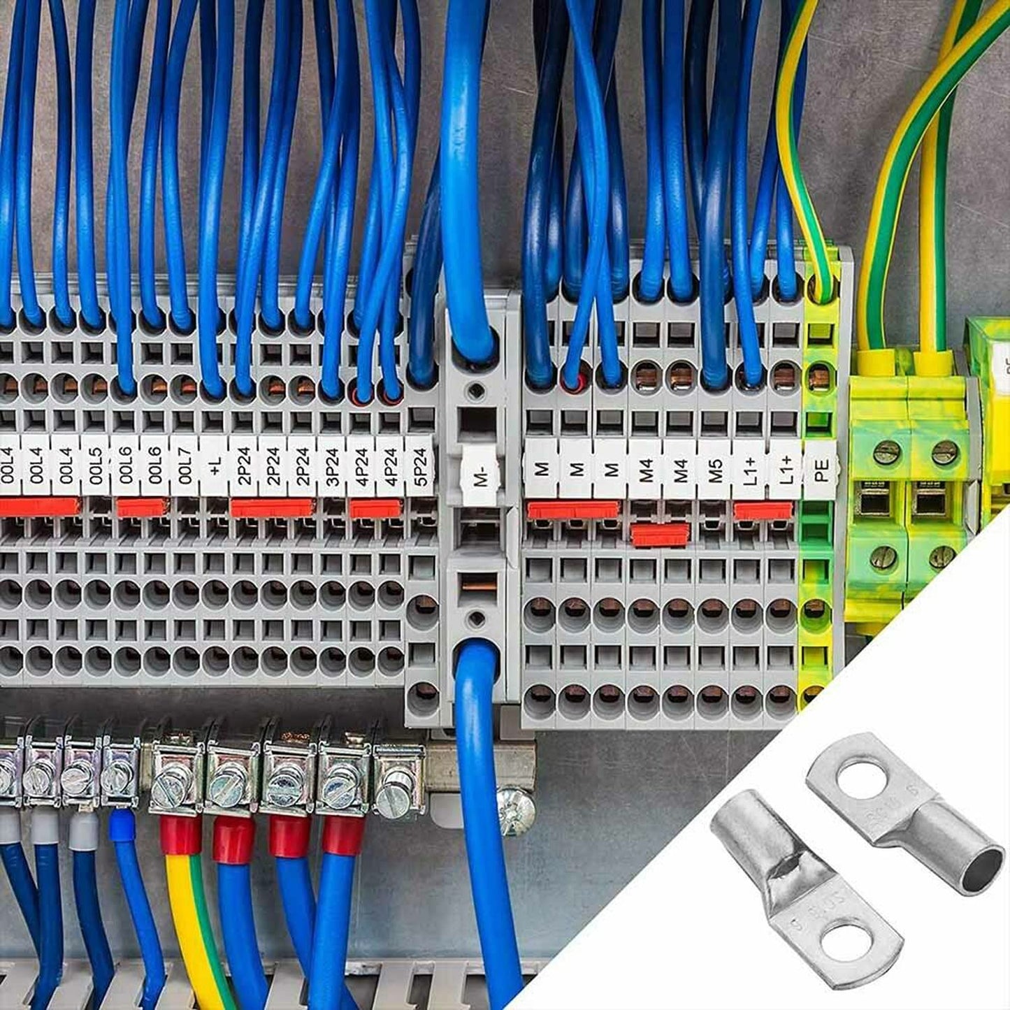 220PCS Battery Cable Lugs Kit, Tinned Copper Crimp Terminals Connector Set with Heat Shrink Tubing – DIN 46234 Compliant Cable Lug, Wire Lugs, Electrical Connectors for Automotive Marine Electrical