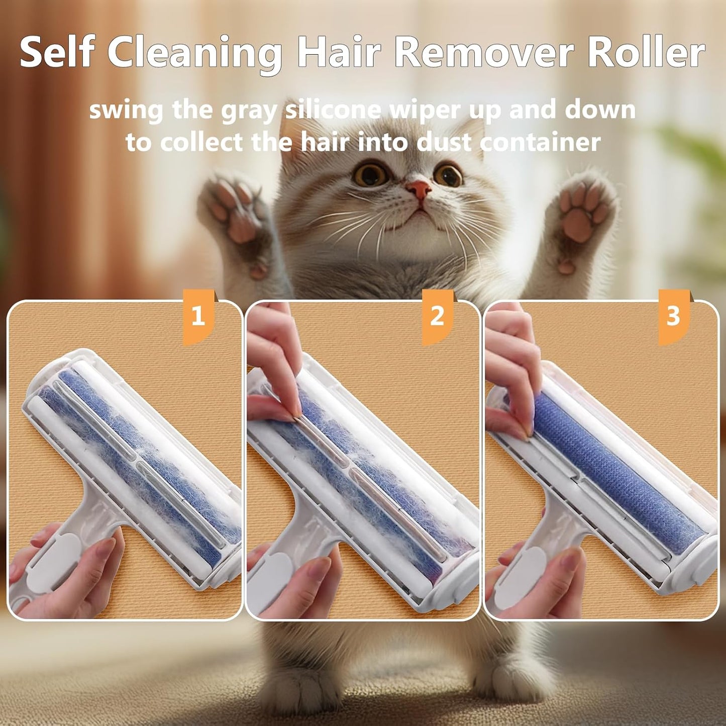 ACE2ACE Pet Hair Remover, Reusable Lint Roller for Pet Hair, Self-Cleaning Lint Remover Brush Built-in Dust Bin, Dog Hair Remover for Couch, Furniture, Carpet, Sofa and Bedding