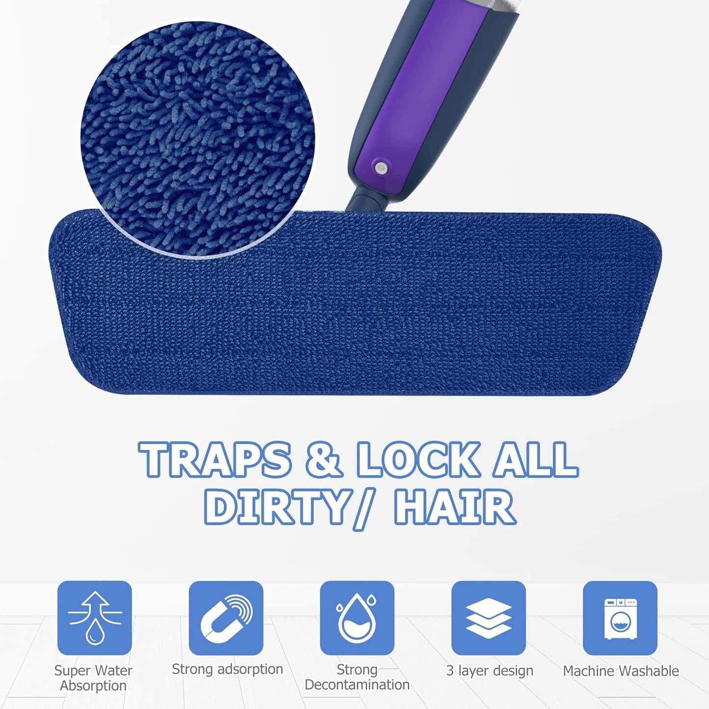 Spray Mops Wet Dry Mops for Floor Cleaning - MEXERRIS Microfiber Hardwood Floor Mop with Spray Dust Flat Mop with 2 Bottle 4 Pads for Cleaning Laminate Wood Vinyl Tiles Hardwood