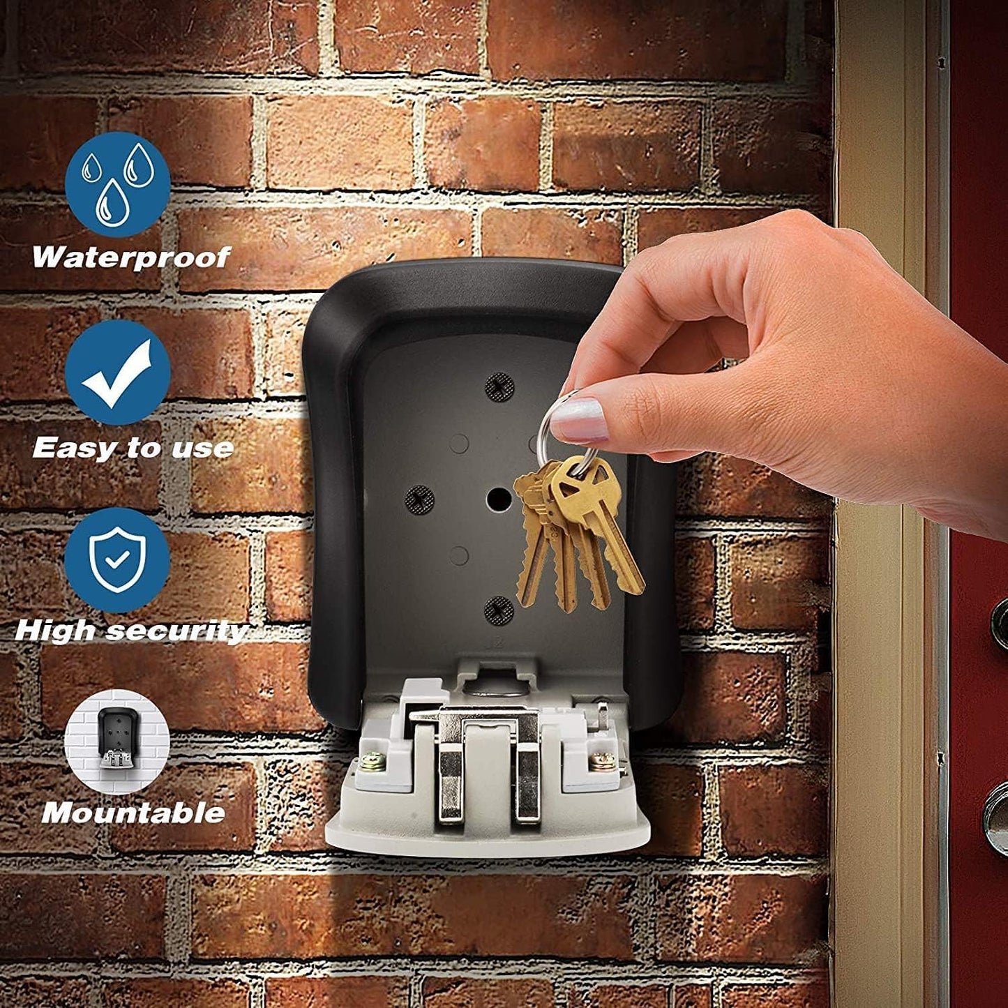 CROING Key Lock Box,Lock Box for House Key, 4-Digit Combination Security Lockbox, Portable Wall Mounted Storage Lock Box for Home, Office, Apartment Spare Key Storage (1 Pack)