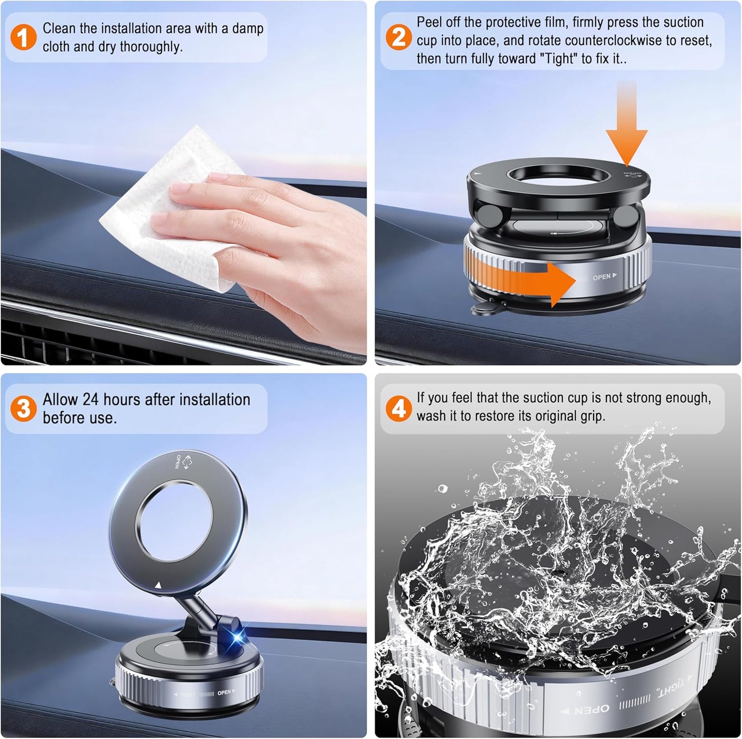Car Phone Holder for Magsafe - 360° Adjustable Magnetic Suction Cup Phone Mount for iPhone 17 16 15 14 13 12 Series, Dashboard & Windshield