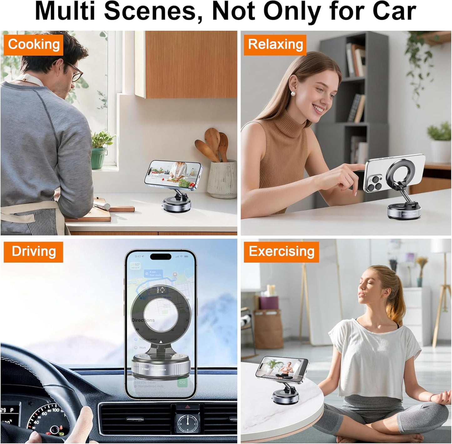 Car Phone Holder for Magsafe - 360° Adjustable Magnetic Suction Cup Phone Mount for iPhone 17 16 15 14 13 12 Series, Dashboard & Windshield