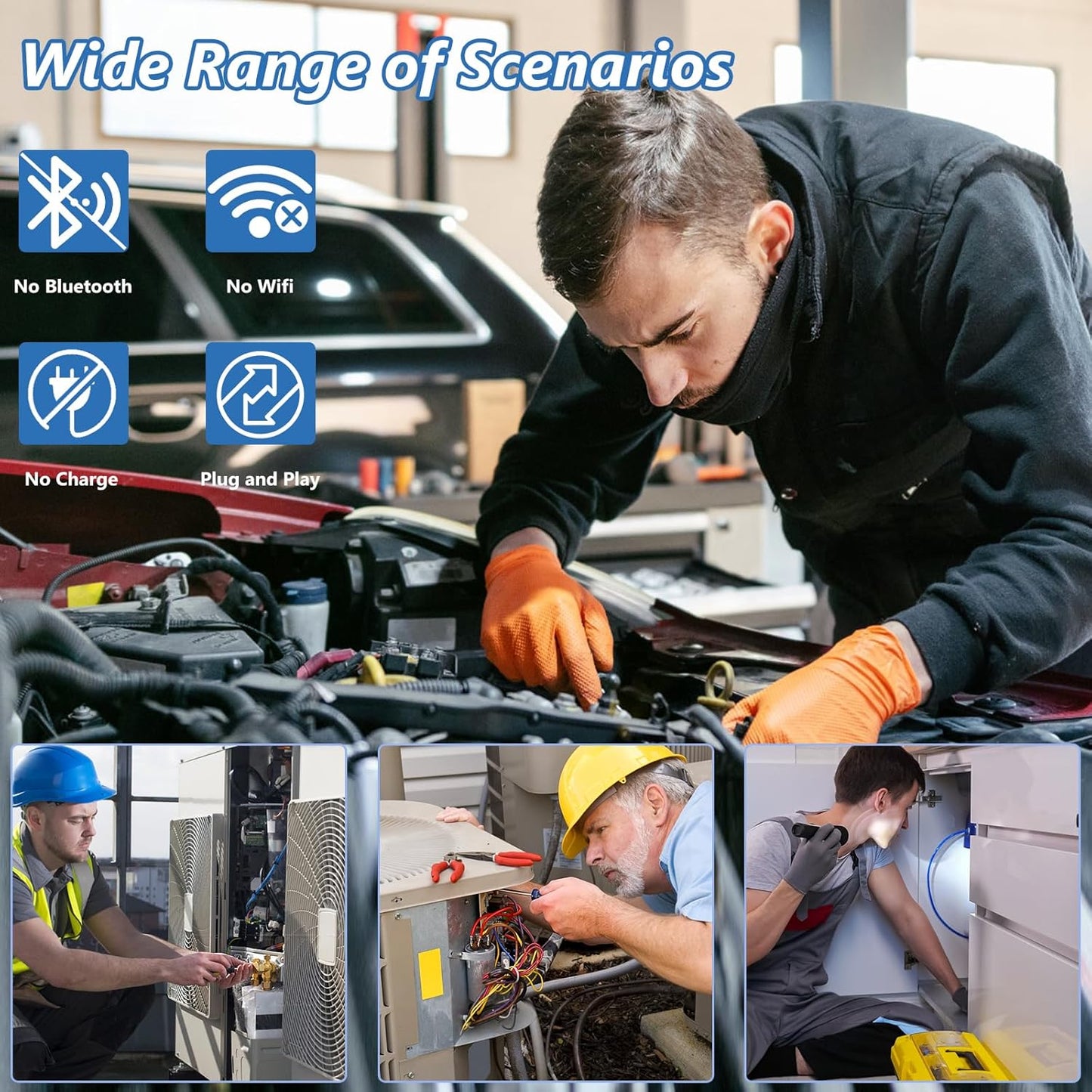 Endoscope Inspection Camera, 1920P Flexible Rigid Endoscope, 8 LED Borescope, USB No WiFi Snake Camera, Waterproof IP67 Tube Sink Pipe Drain Cameras, for Android iOS iPhone iPad Samsung,16.5FT