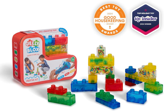Jelly Blox Creative Kit - 20 Sensory Building Blocks for Toddlers & Preschoolers, Squishy, Stretchy, Safe, Fun & Developmental Play, Ages 2+