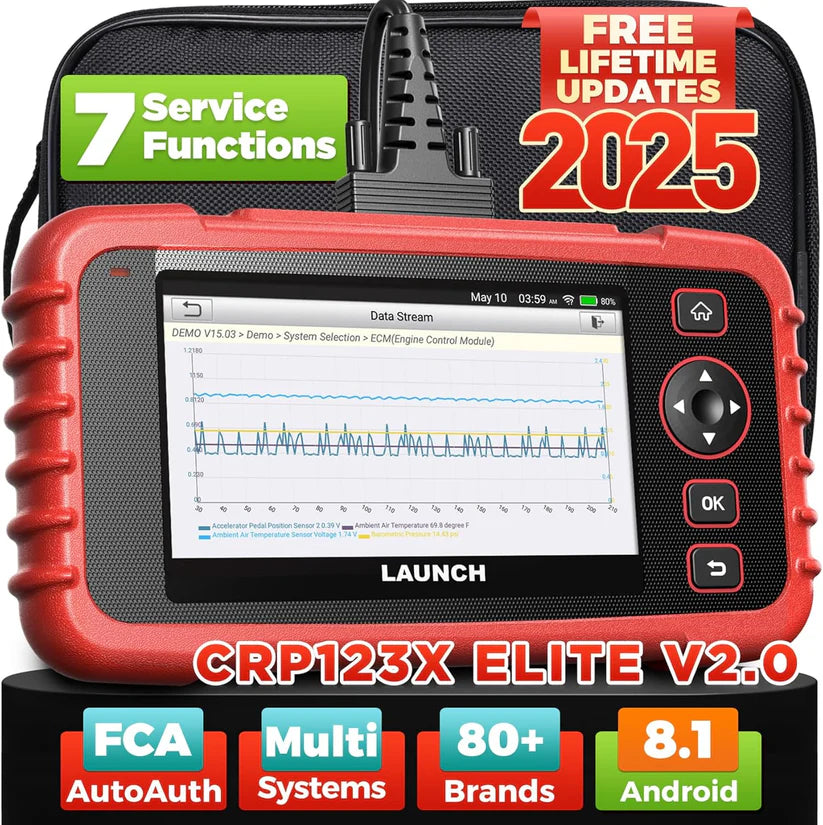 LAUNCH CRP123X V2.0, multi system car scanner with 7 reset functions, FCA SGW