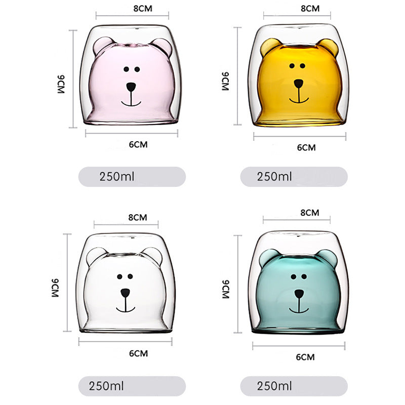 High borosilicate creative glass bear double layer