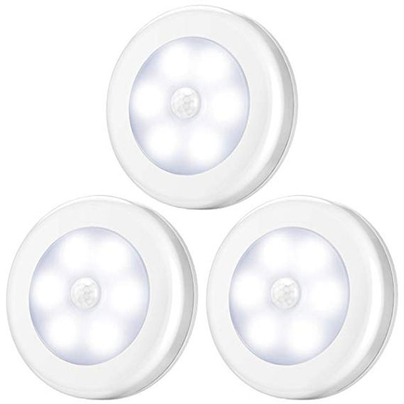 3Pcs  Round Sensor Light Smart Night Light LED Sensor Light Human Body Infrared Sensor Light LED Cabinet Light Wardrobe Light