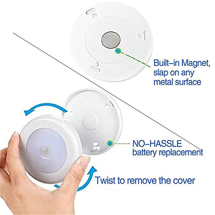 3Pcs  Round Sensor Light Smart Night Light LED Sensor Light Human Body Infrared Sensor Light LED Cabinet Light Wardrobe Light