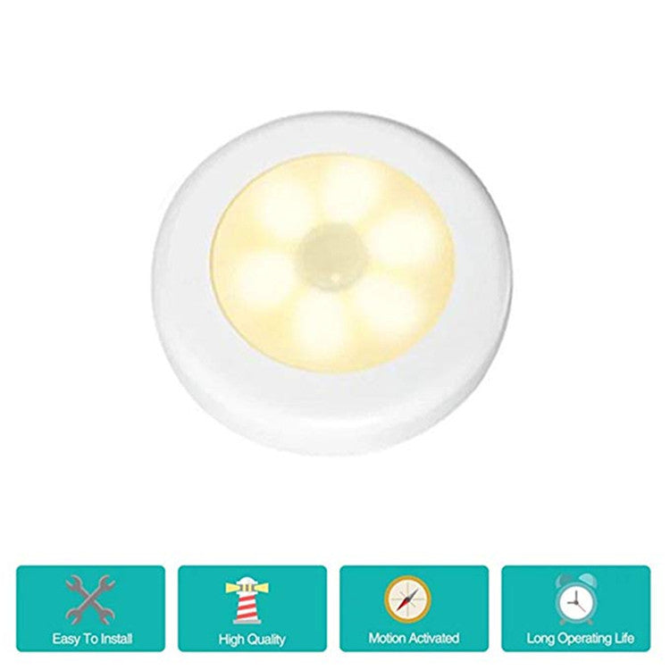 3Pcs  Round Sensor Light Smart Night Light LED Sensor Light Human Body Infrared Sensor Light LED Cabinet Light Wardrobe Light