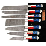 High Quality Hand Forged Handle Knife Damascus Steel Blade Chef Kitchen Knife Set With Leather Bag (Chef Knife-21)