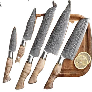 High Quality Custom Handmade Damascus Chef Knife Damascus Steel Chef and Kitchen Knife Set with Protected Cover (Chef Knife-23)