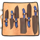 Handmade Damascus Steel Chef Knife Set High Quality Hand Forged with Pakka Wood Handle and Leather Bag Custom Kitchen Tool (Chef Knife-22)