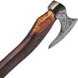 High Quality Carbon Steel Blade Damascus Axe Head Outdoor Camping Wood Handle Hand Forged with Free Leather Sheath (Tomahawk Axe-70)