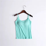 Women's Camisole Vest With Chest Cushion Without Steel Ring Cup One-piece Outer Wearing Underwear Yoga Sports T-shirt