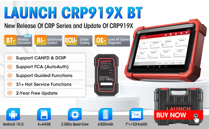 LAUNCH X431 CRP919X BT, Wireless Two-way Scan Tool, ECU Coding, CANFD&DOIP, Full System Car Diagnostic Tool