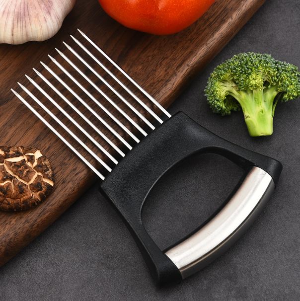 304 Stainless Steel Onion Needle Slicer Onion Insert Kitchen Tool Onion Fork Holder Meat Tenderizer Pine Needle