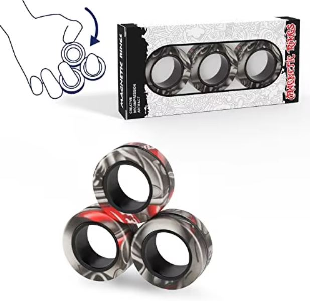 Magnetic Rings Fidget Toy Set Adult Fidget Magnets Spinner Rings Fidget Pack Great Gift for Adults Teens Kids