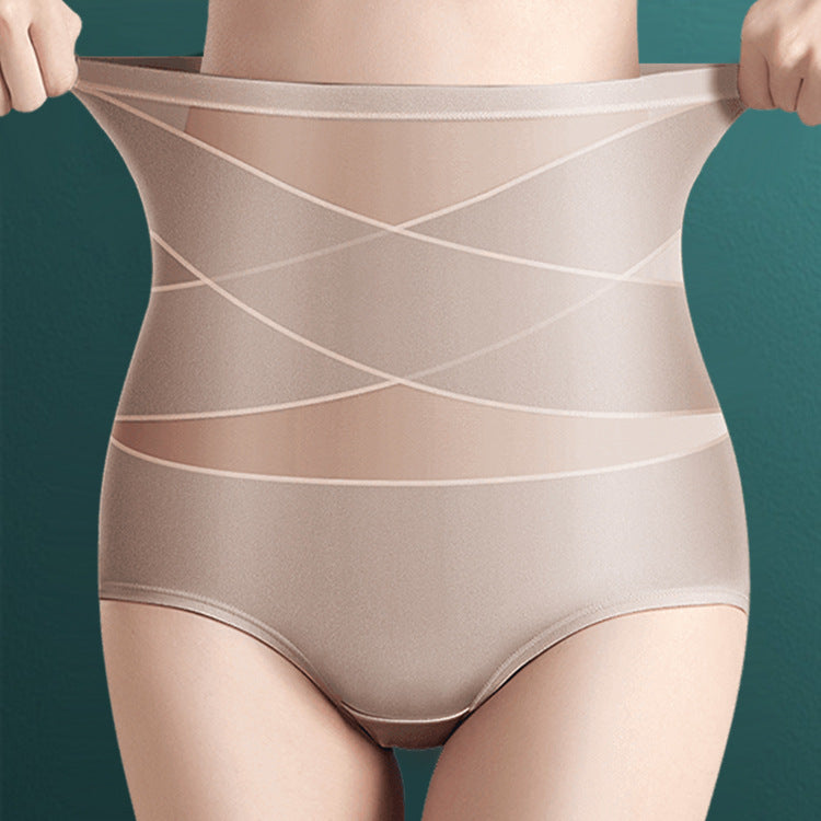 High-waisted Ice Silk Butt Lifting Tummy Control Pants Women's Silky Breathable Mulberry Silk Ladies Slimming Pants Bag