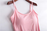 Women's Camisole Vest With Chest Cushion Without Steel Ring Cup One-piece Outer Wearing Underwear Yoga Sports T-shirt