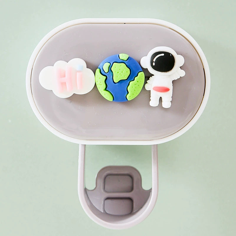 1Pcs Cartoon Automatic Toothpaste Squeezer Creative Suction Wall-mounted Squeeze Set Children's Punch-free Toothbrush Rack