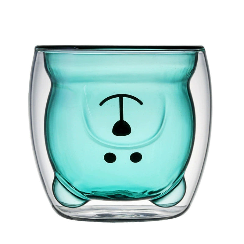 High borosilicate creative glass bear double layer