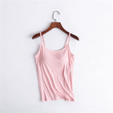 Women's Camisole Vest With Chest Cushion Without Steel Ring Cup One-piece Outer Wearing Underwear Yoga Sports T-shirt