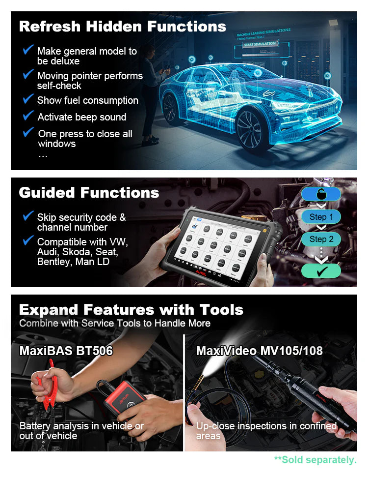 Autel MaxiCOM MK906 PRO-TS, Full TPMS & ECU Coding, Bidirectional Scan Tool, 3000+ Active Tests, 36+ Services
