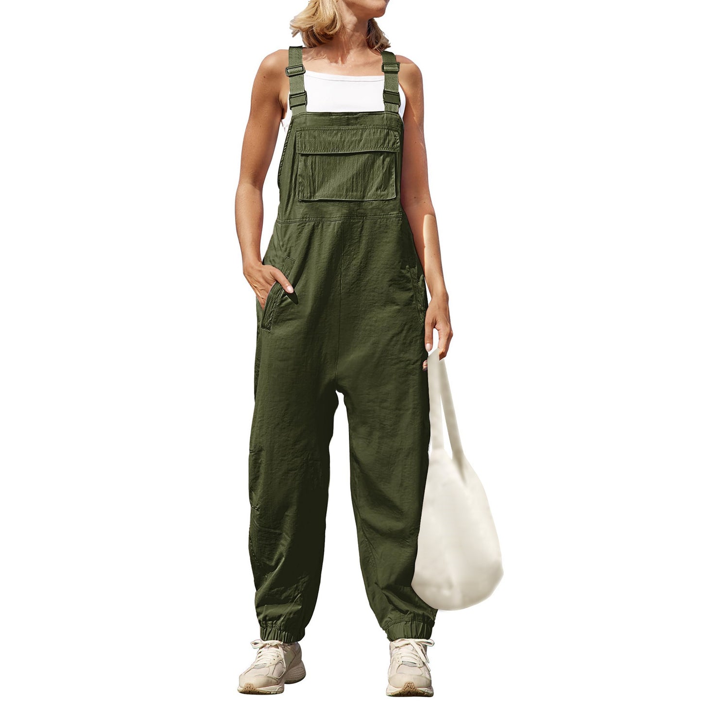 New Cotton Linen Women's One-piece Suspender Pants