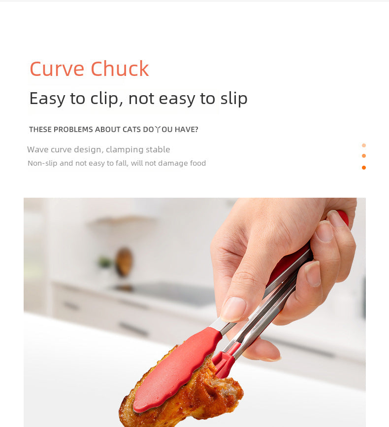 Multifunctional Nylon Food Clip Stainless Steel Food Clip Bread Clip Barbecue Clip Anti-scald Barbecue Clip Kitchen Tools