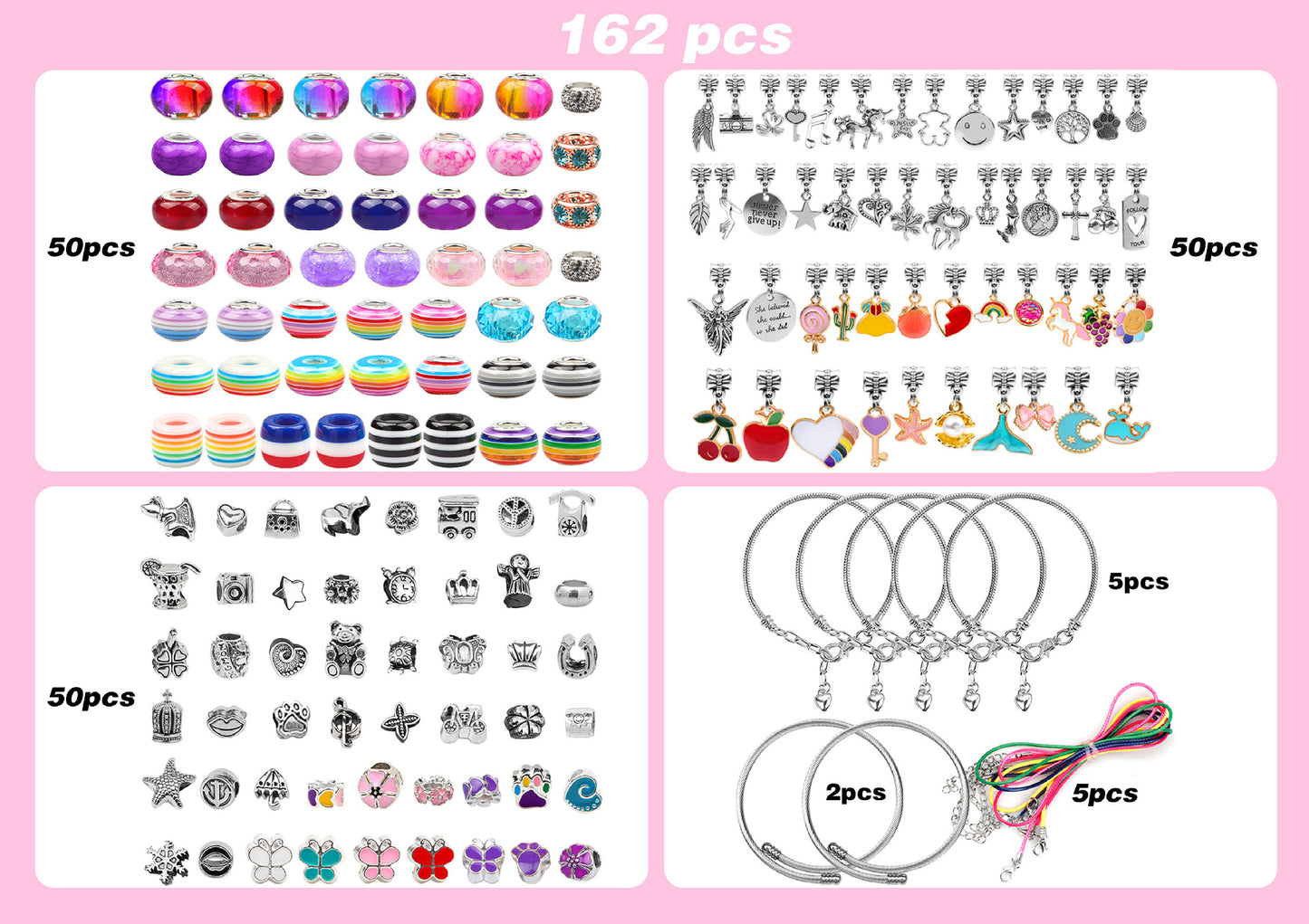 Children's DIY Bracelet Set Unicorn Cute Jewelry Panjia Beads  1.75cm Box Height
