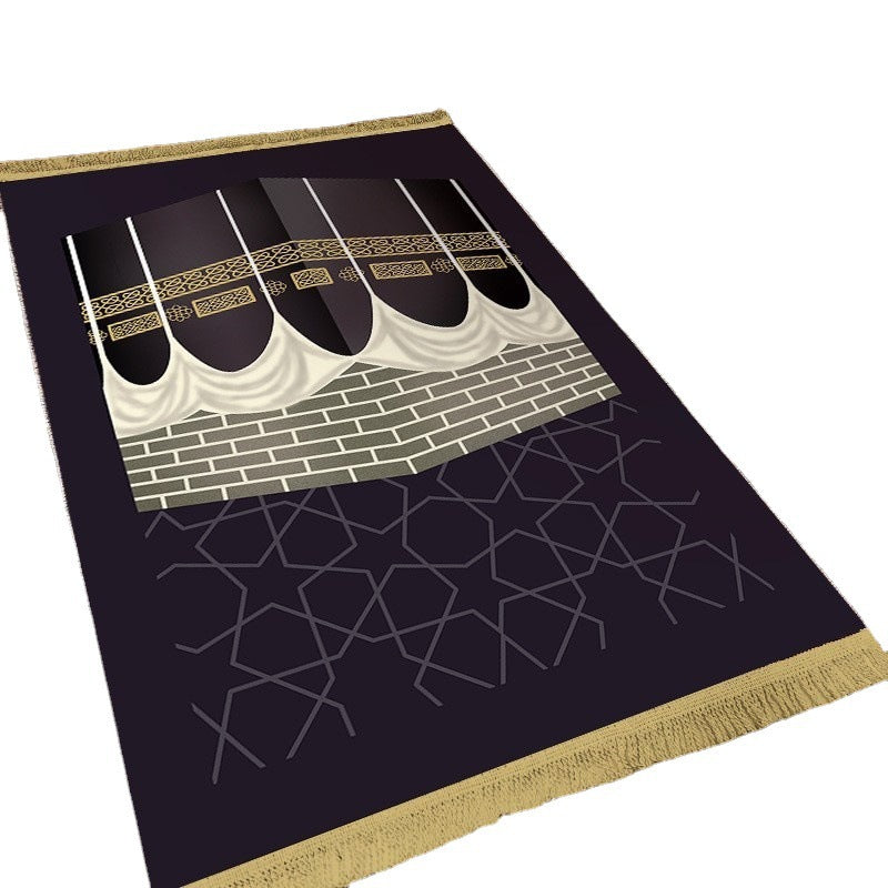 Tassel Prayer Carpet Floor Mat Arabic Qibla Dove Velvet Floor Mat Muslim Printed Pilgrimage Mat