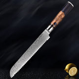 Damascus Steel Chef Knife Suit Blue Resin Honeycomb Round Handle Kitchen Knife Vegetable Cutter Cutter Household Cutter