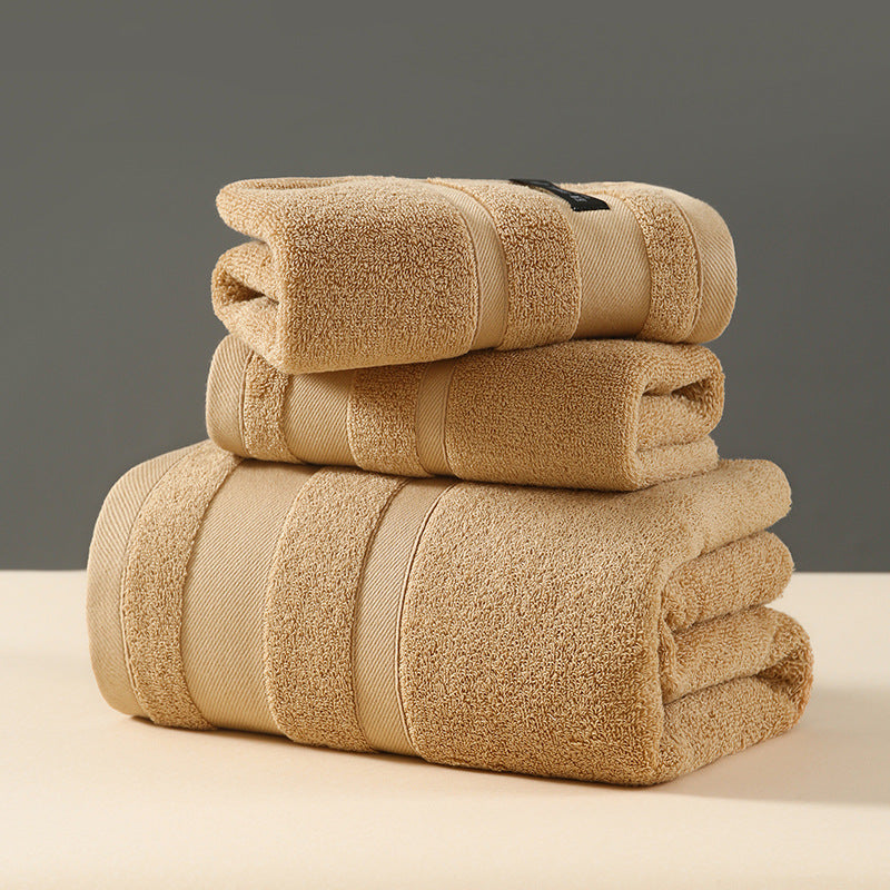 3Pcs Pure Cotton Gift Set Towel Absorbs Water And Does Not Shed Lint, Pure Cotton Plain Color Off-grade Adult Household Towel Bath Towel