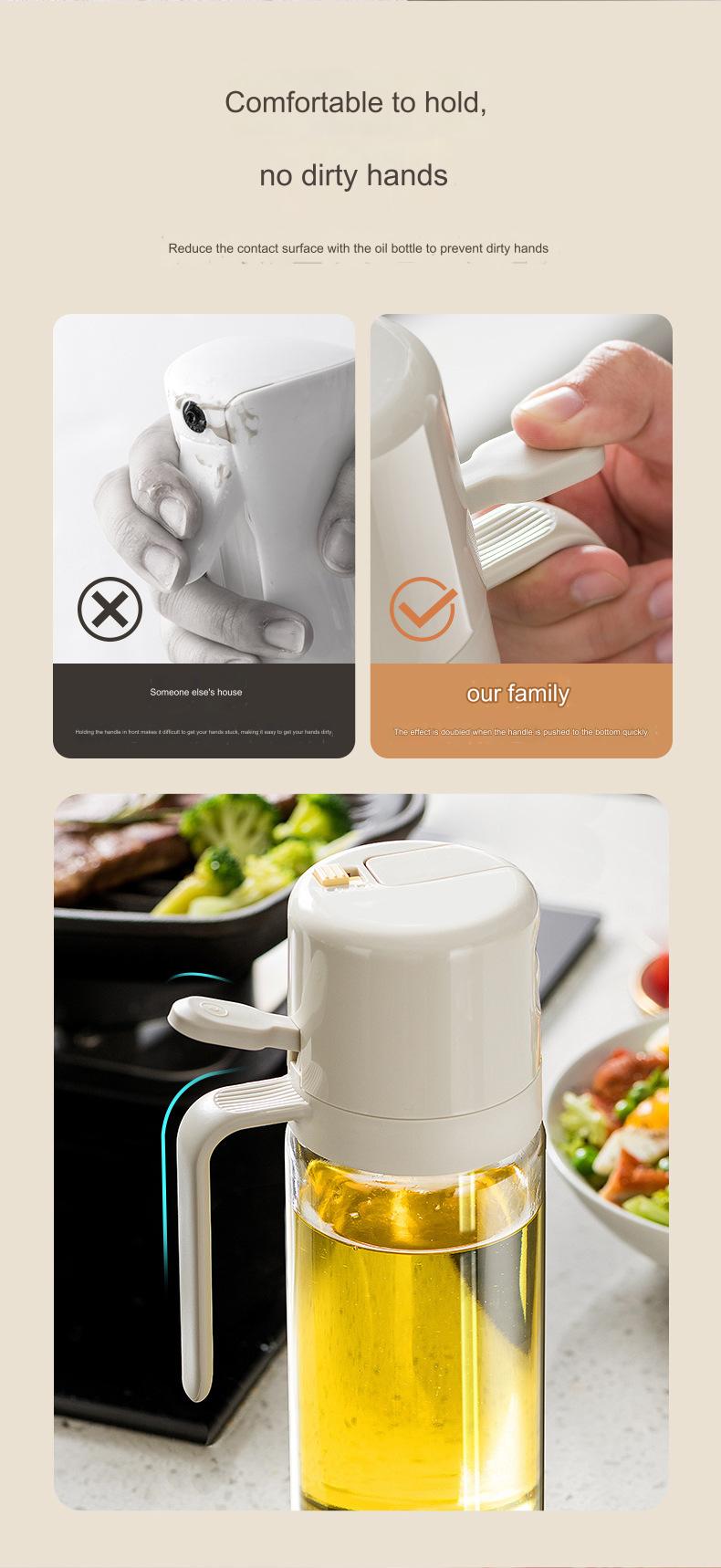 Dual-purpose Spray Oil Pot Bottle Leak-proof Oil Tank Glass Spray Press Oil Bottle Kitchen Household Sauce Vinegar Seasoning Bottle