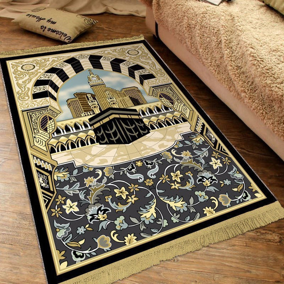 Tassel Prayer Carpet Floor Mat Arabic Qibla Dove Velvet Floor Mat Muslim Printed Pilgrimage Mat