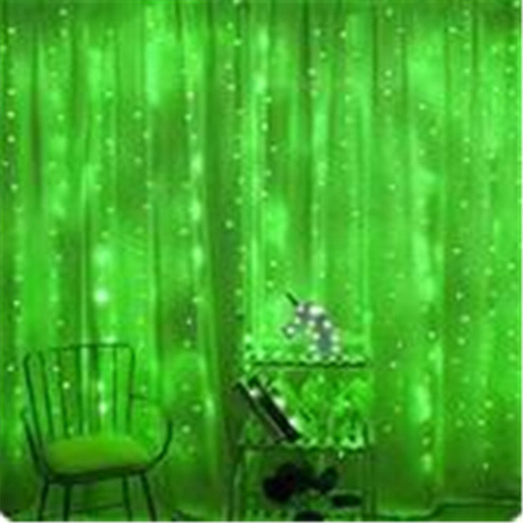 3*3m LED Copper Wire Curtain Light Christmas Holiday Decoration USB Eight-Function Remote Control Colored Light String