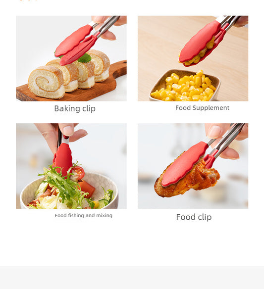 Multifunctional Nylon Food Clip Stainless Steel Food Clip Bread Clip Barbecue Clip Anti-scald Barbecue Clip Kitchen Tools