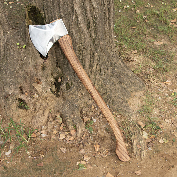 Outdoor Long Handle Thickened Handmade Forged Woodwork Axe Camping Firewood Axe Carbonized Handle Leather All-inclusive Axe Head