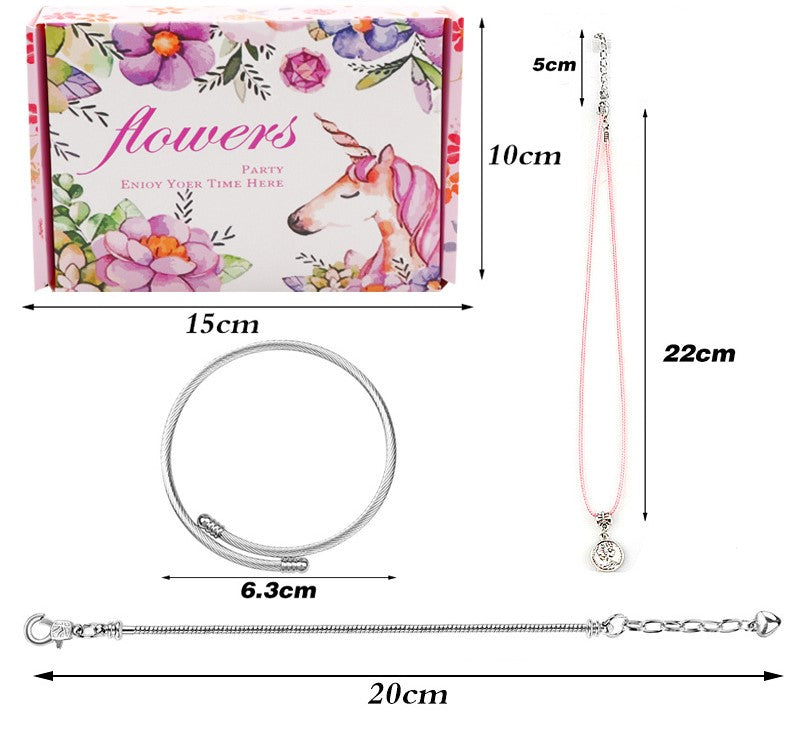 Children's DIY Bracelet Set Unicorn Cute Jewelry Panjia Beads  1.75cm Box Height