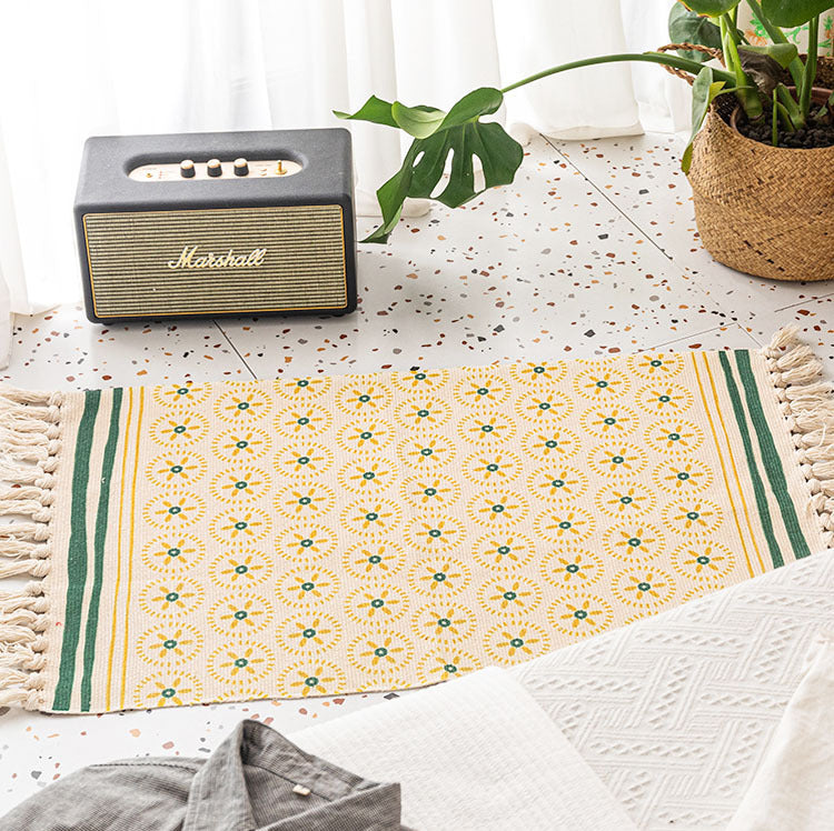 Cotton And Linen Mat Ethnic Style Carpet Non-slip Mat Home
