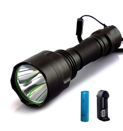 C8 Flashlight Strong Light Flashlight Rechargeable Long-range Flashlight Rechargeable Flashlight Mouse Tail Switch Red Light Green Purple Light Hand