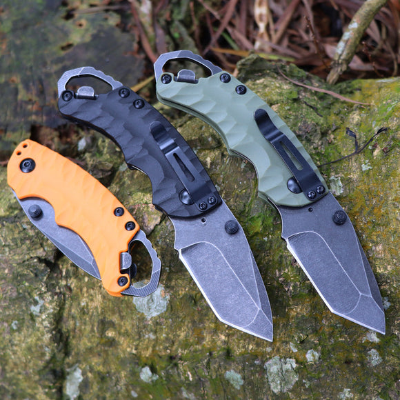 Outdoor Cutter Camping Survival Stainless Steel Folding Knife 8750 Three-color 8CR All-steel Multifunctional Knife